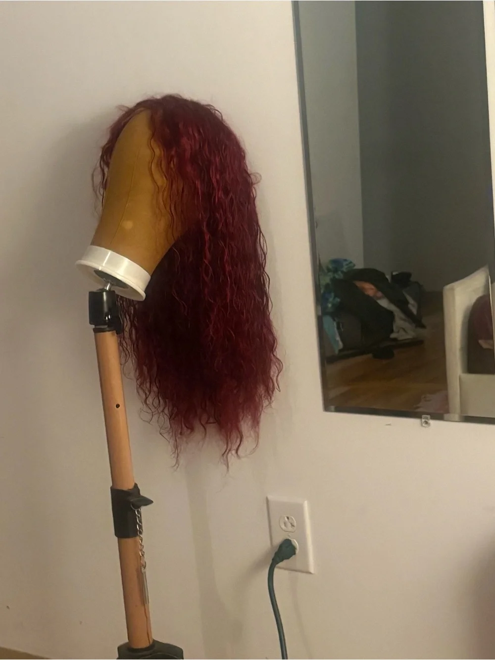 Deep Burgundy Curly Human Hair Wig - Unbranded